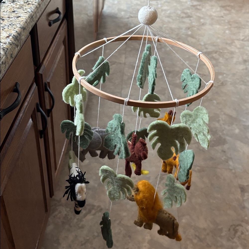 Handmade Green Safari Felt Mobile for Kids Accessories